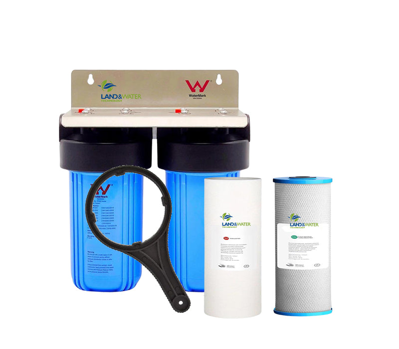 Land & Water 2-Stage Complete Home Water Filtration Budget System 10" x 4.5" with Standard Cartridge Kit