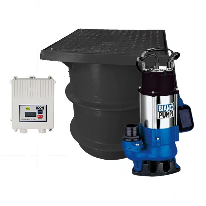 Bianco 250L Packaged Stormwater Pump Station with B45VAS2 Vortex Pump & iAlarm Controller (Max 330LPM/110kPa)