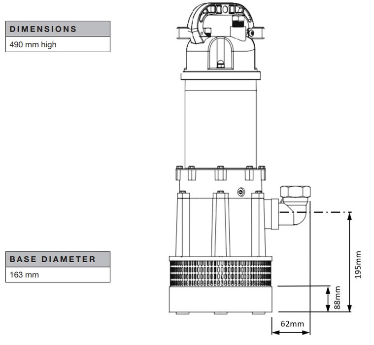 Bianco B42AC 0.55kW Submersible Clean Water Pump (Max 95LPM/320kPa)