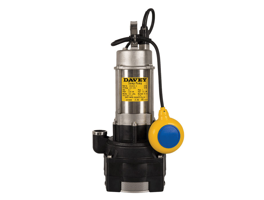 Davey High Pressure Submersible Drainage Pumps with Float Switch (Max 130LPM/450kPa)