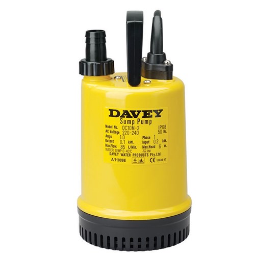 Davey Double Cased 0.10kW Submersible Dewatering Pumps (Max 80LPM/60kPa)