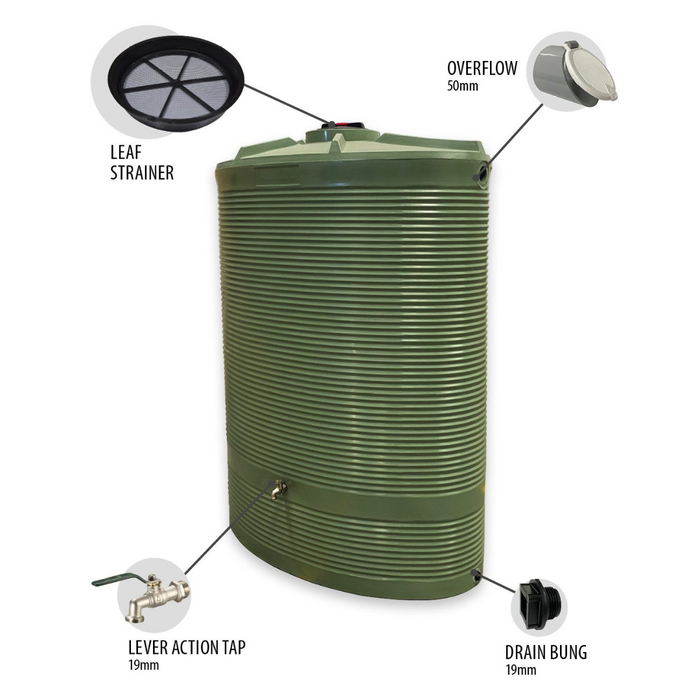 1500LTR Slimline Space-Saving Poly Rainwater Tank with Free Perth Delivery <800 km