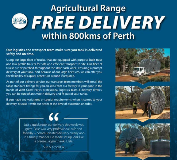 320LTR Corrugated Round Poly Water Tanks with Free Perth Delivery <800 km