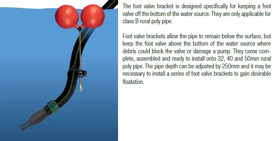 Apex Pipe Float Foot Valve Bracket to Suite Rural Poly Pipe
