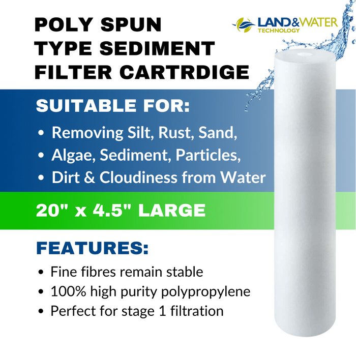 Land & Water 20" x 4.5" Spun Type Sediment Filter Cartridge (Stage 1)
