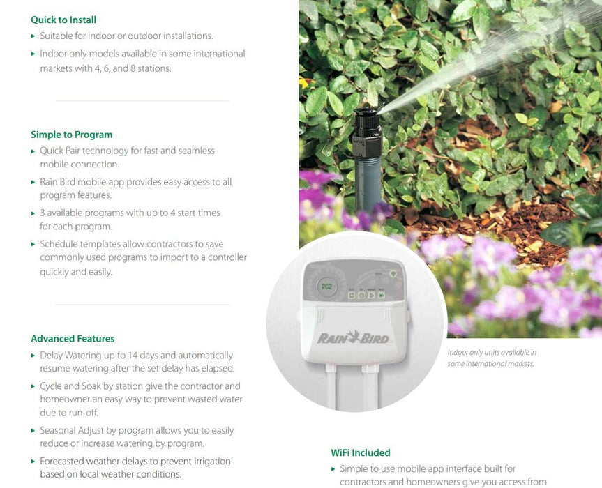 Rain Bird RC2 8 Station Outdoor Smart WIFI Irrigation Controller