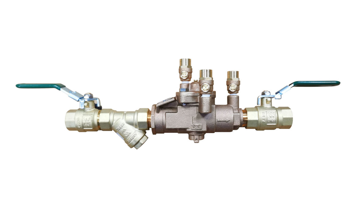 Watts Series 009-SS Stainless Steel Backflow Prevention RPZ Devices with Strainer, Unions & Lockable Ball Valves