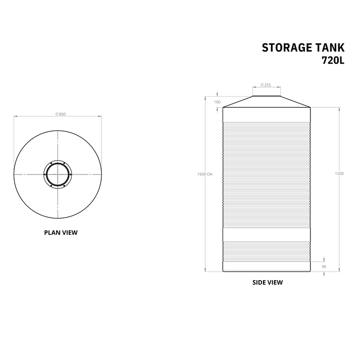 720LTR Corrugated Round Poly Water Tanks with Free Perth Delivery <800 km