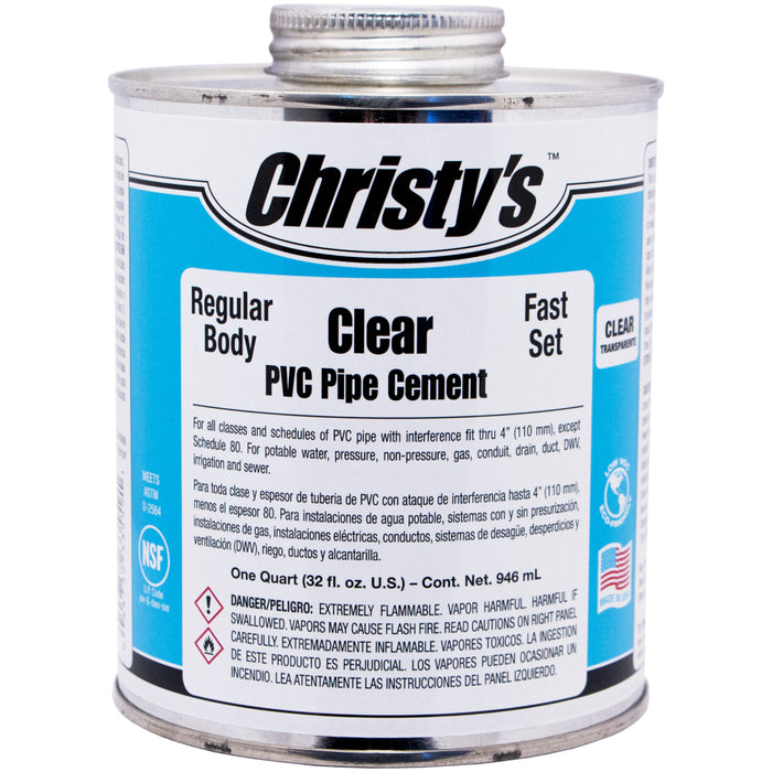 Christy's Clear Solvent Cement Fast Set with Brush - PERTH ONLY