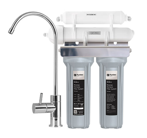 Puretec RU Series | Reverse Osmosis Undersink Water Filter System Product Name: Reverse Osmosis Undersink Filter System - 4 Stage (283Lpd), Replacement Melt Blown / Dual Graded Sediment Cartridge (5 Micron) - Replacement, Replacement Extruded Carbon Cartridge (5 Micron) - Replacement, Replacement Inline Filter Replacement Cartridge, Replacement Reverse Osmosis Membrane (0.0005 Micron) - Replacement