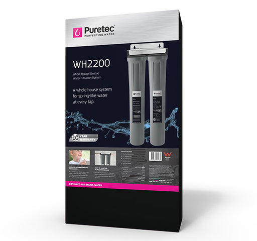 Puretec WH2200 Series | Whole House Slimline Water Filter System Product Name: WH2200 Heavy Duty 20" Slimline Dual Filtration System 27Lpm 3/4 Connection with Cartridges