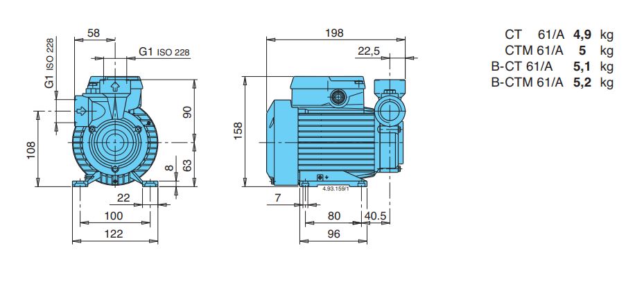 Calpeda PECO-CTM Peripheral Pump Product Name: PECO-CTM 61 - 0.33kW (0.45HP) with Electronic Pressure Control, P08-CTM 61 - 0.33kW (0.5HP) with 8ltr Pressure Tank