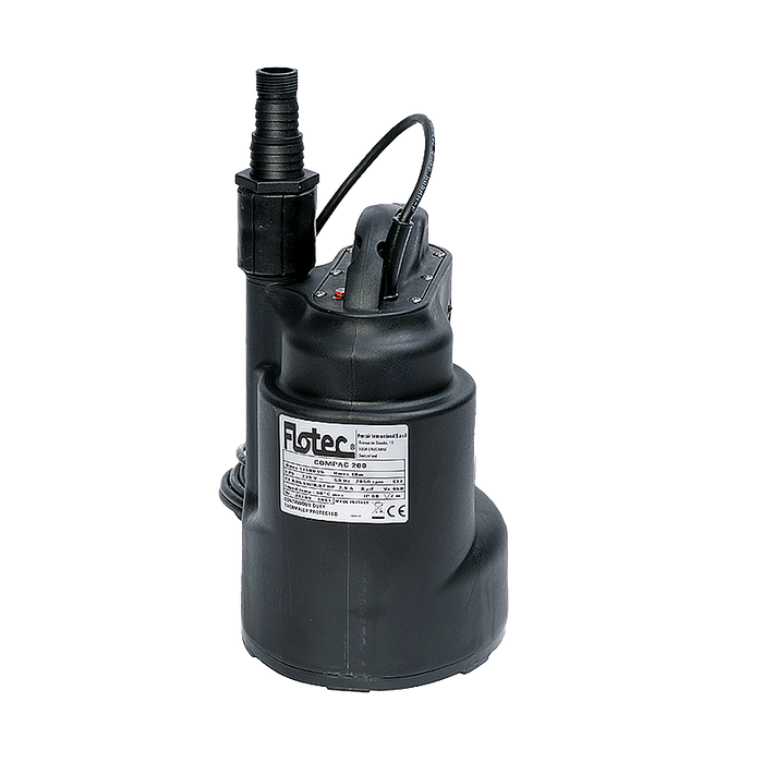 Flotec Compac 200 0.65kW Submersible Drainage Vortex Pump with Manual/Automatic Float (Max 150LPM/90kPa)