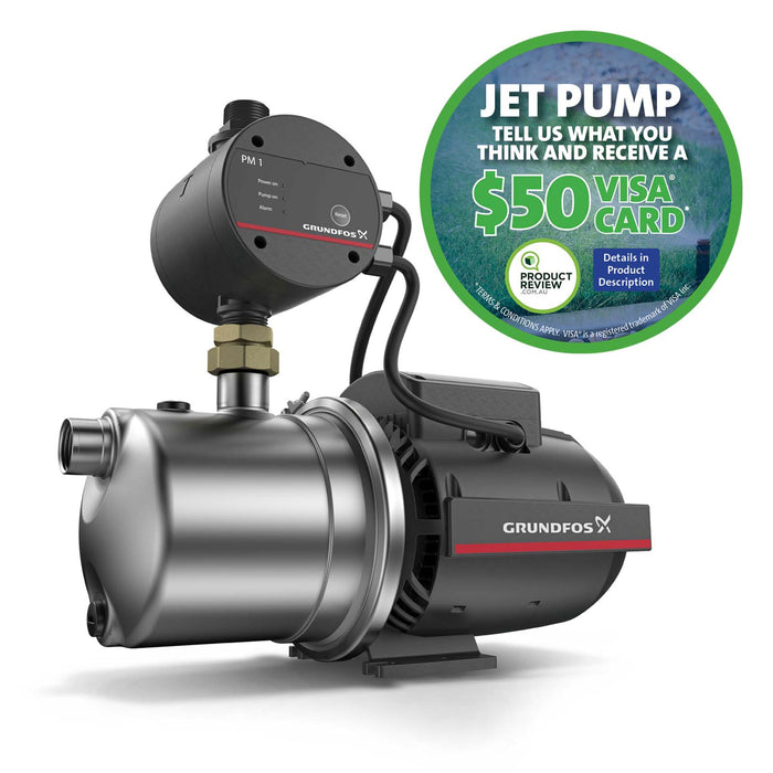 Grundfos JP4-54 PM 0.75kW Self Priming Jet Pump with PM1 Pressure Manager (Max 70LPM/500kPa)