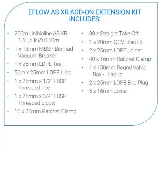 Netafim Unibioline Eflow 16mm AS XR Start Up Drip Irrigation Kit