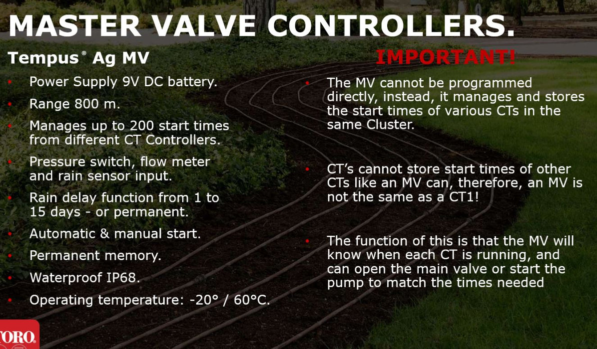 Toro Tempus AG-MV DC Controller for Master Valve/Pump Control