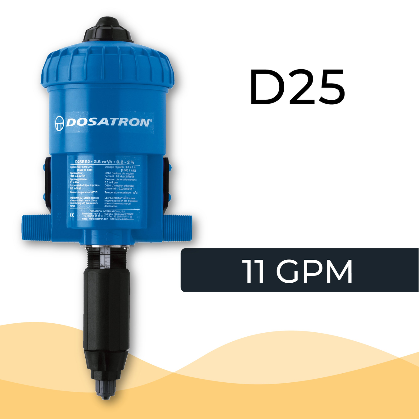 Dosatron D25 Series 0.1-10% Fertiliser Proportionate Dosing Pumps (10-2500LPH)