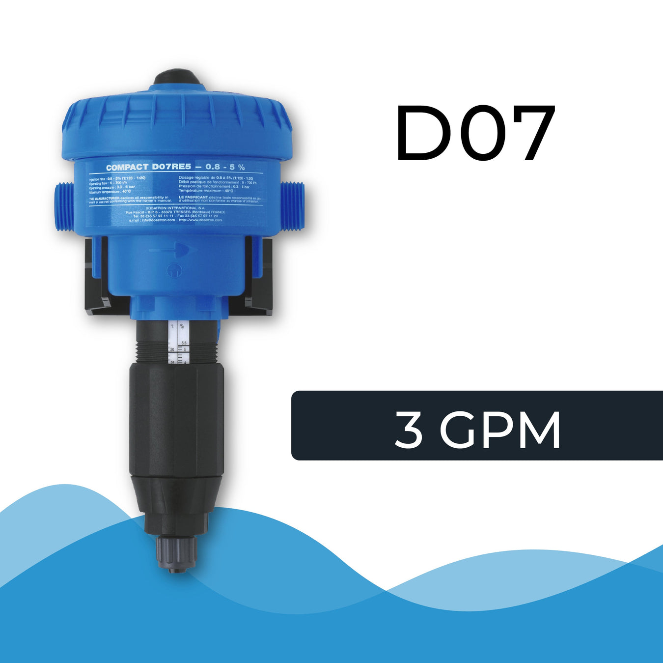 Dosatron D07 Series 0.15-1.25% Irrigation Proportionate Dosing Pumps (5-700LPH)