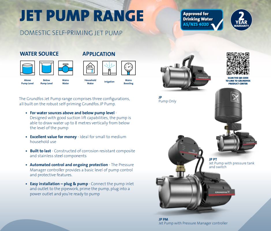 Grundfos JP Jet Pump Range