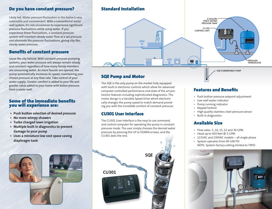 Grundfos SQEN Series 3" Constant Pressure Bore Pumps with VSD