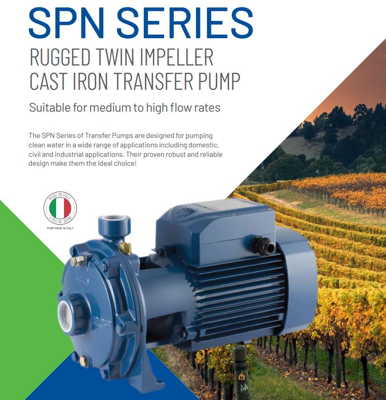 Onga SPN Series Rugged Twin Impeller Cast Iron Transfer Pump
