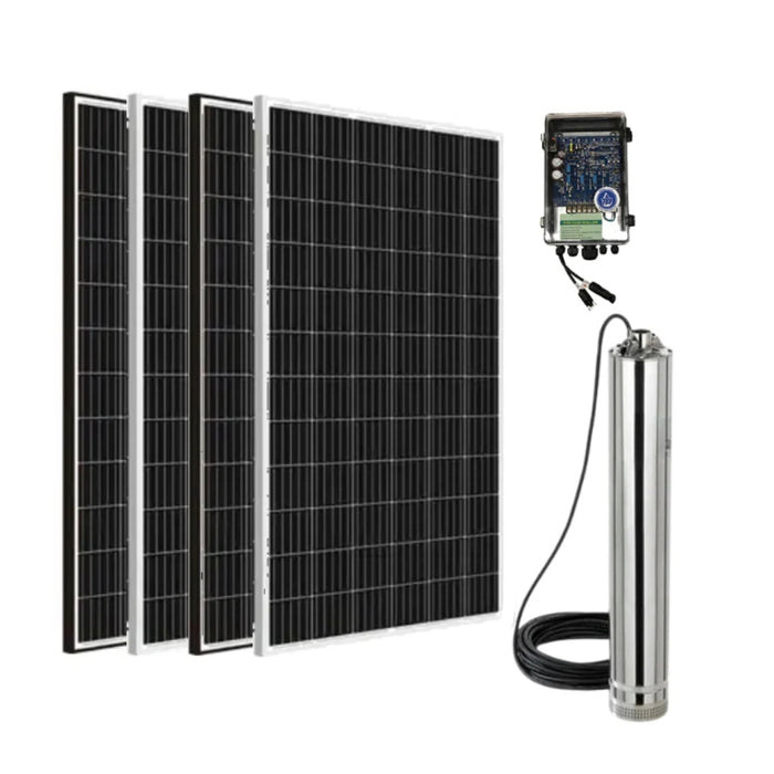 Land & Water 4" 1.00kW Submersible Solar Bore Pump Complete Kit with x4 200W Solar Panels & 40m Cable (Max 67LPM/800kPa)