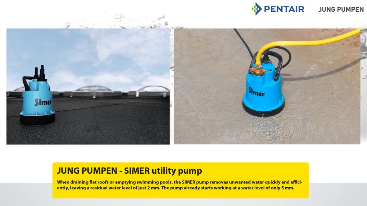 Jung Pumpen SIMER 0.19kW Low Level Drainage Pump for Dirty Water with Level Control (Max 62LPM/60kPa)