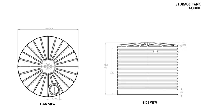 2x 14,000LTR Combo Deal Corrugated Round Poly Water Tank with Free Perth Delivery <800km