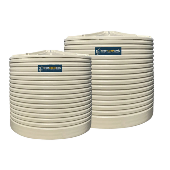 2x 14,000LTR Combo Deal Corrugated Round Poly Water Tank with Free Perth Delivery <800km