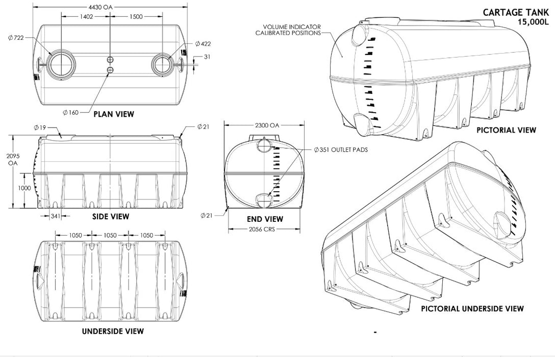 15,000LTR Water Cartage Poly Tank with Free Perth Delivery <800 km