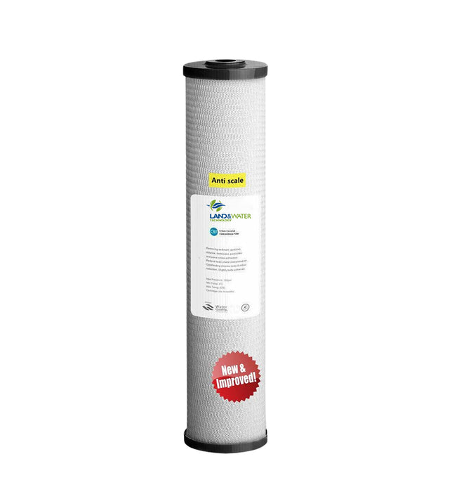Land & Water 20" x 4.5" 0.22 Micron Hydrotech Anti-Scale Carbon Filter Cartridge (Stage 2/3)
