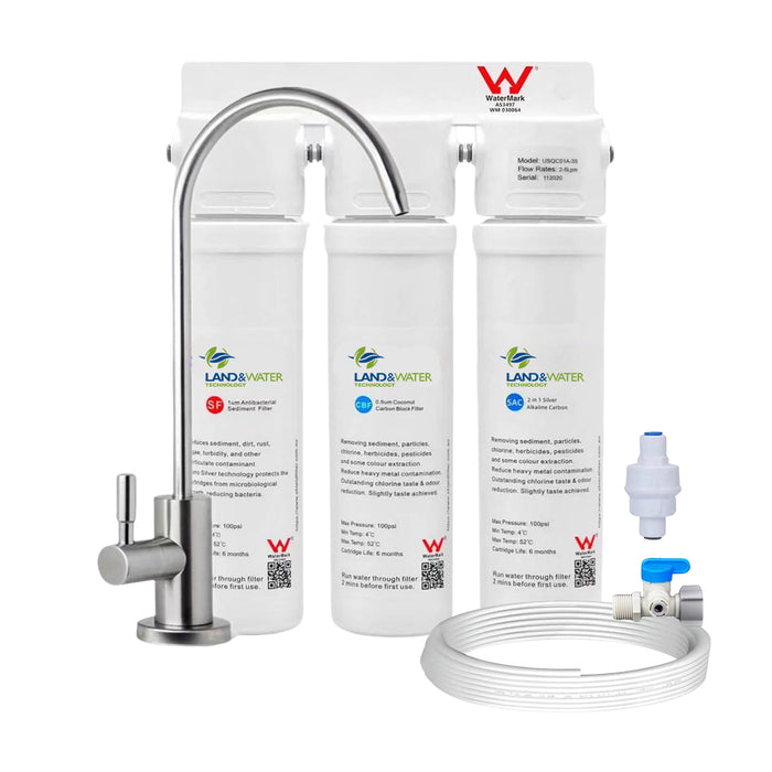 Land & Water 3 Stage 0.5mic Undersink Water Filtration Kit with Faucet