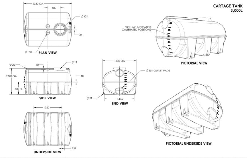 3000LTR Water Cartage Poly Tank with Free Perth Delivery <800 km