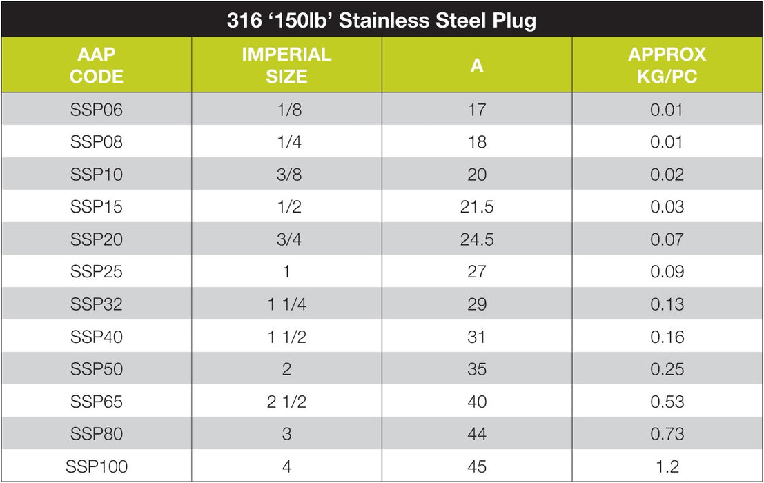 316 Stainless BSP Steel Plugs