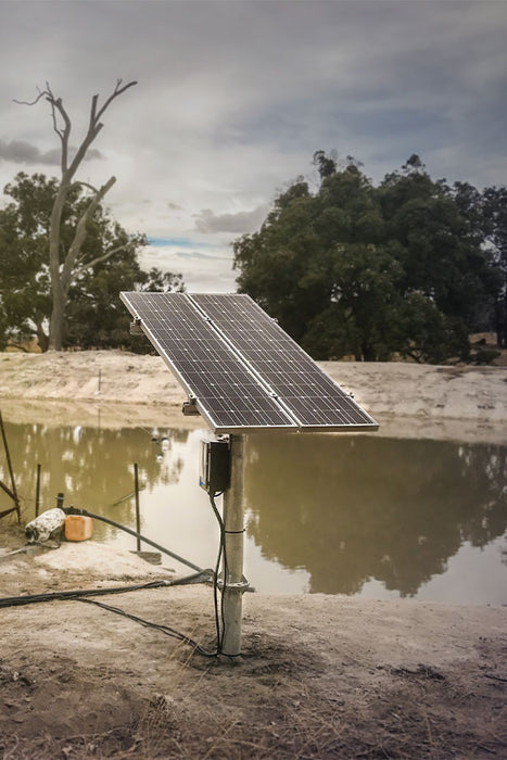 Waterboy 3HR200 0.50kW Submersible Helical Rotor Solar Bore Pump Complete Kit with 140W x2 Solar Panels & 35m Cable (Max 17LPM/300kPa)