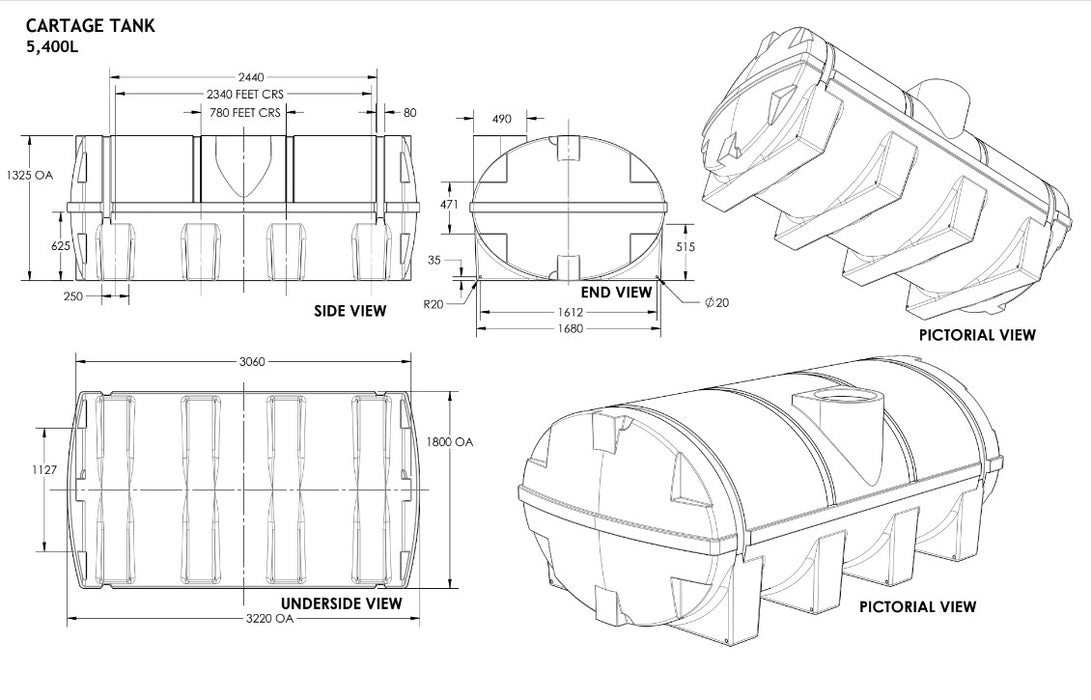 5400LTR Water Cartage Poly Tank with Free Perth Delivery <800 km