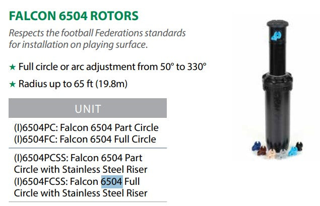 Rain Bird Falcon 6504 100mm Adjustable Gear Drive Sprinklers (12-20m / 25mm BSP)