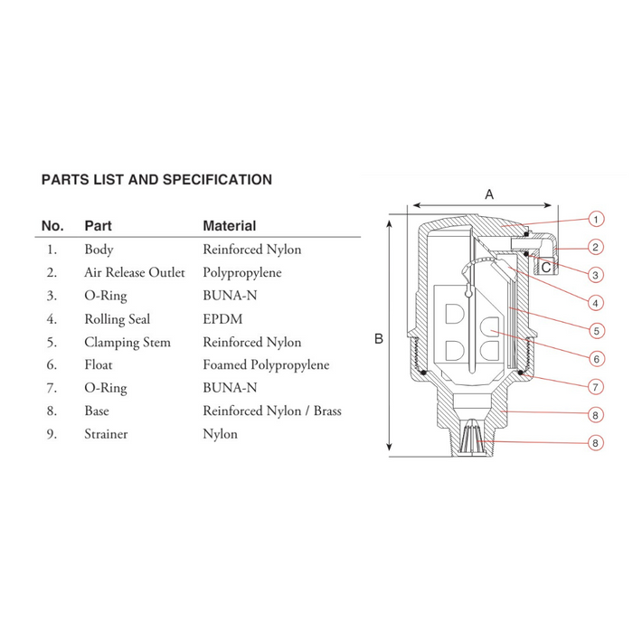 Amiad A-S-050 Automatic Air Release Valve (PN16)