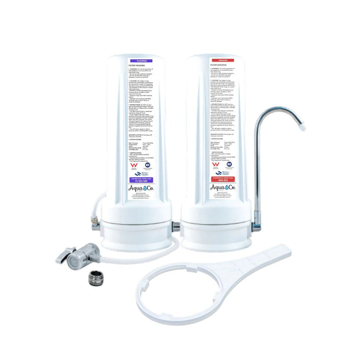 AquaCo CTOP-925FA Dual Countertop Water Filter with Fluride/Aragon Cartridge