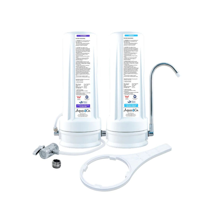 AquaCo CTOP-925FC Dual Countertop Water Filter with Fluoride/Carbon Cartridge