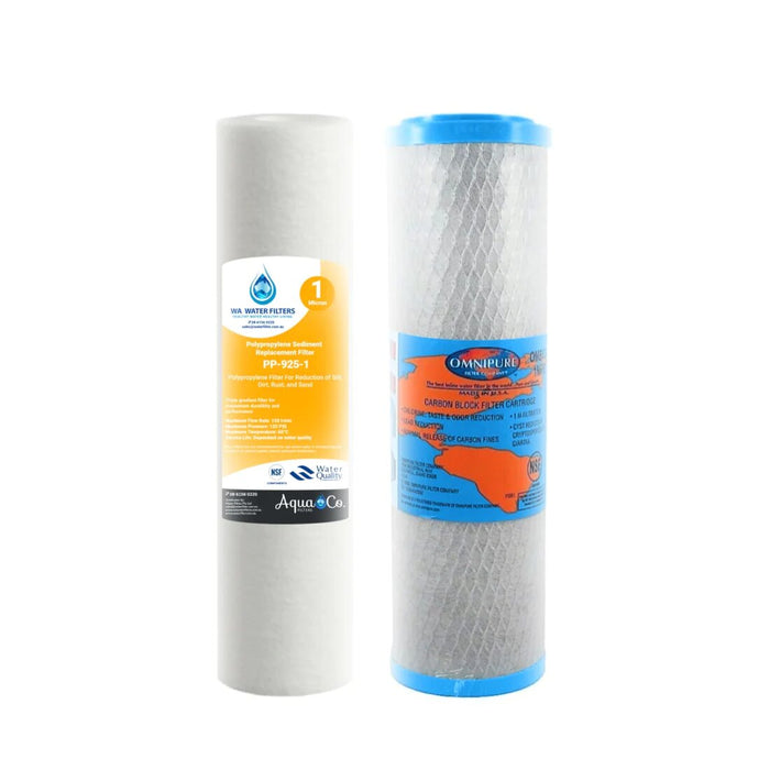 AquaCo 9" x 2.5" 2-Stage Replacement Fluoride/Carbon Cartridges