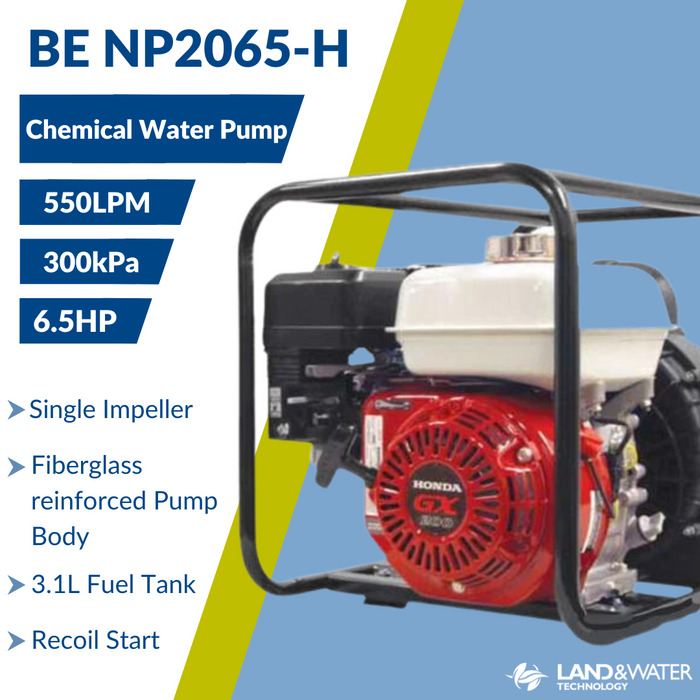 BE NP2065-H 6.5HP 2" Single Impeller Chemical Transfer Pump with 3.1L Honda GX200 Engine (Max 550LPM/300kPa)