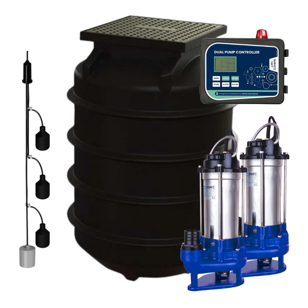 Bianco 1200L Packaged Wastewater Pump Station Kit with Macerator | Shop ...