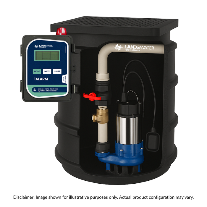 Bianco 250L Packaged Stormwater Pump Station with B45VAS2 Vortex Pump & Audio/Visual iAlarm Kit (Max 330LPM/110kPa)