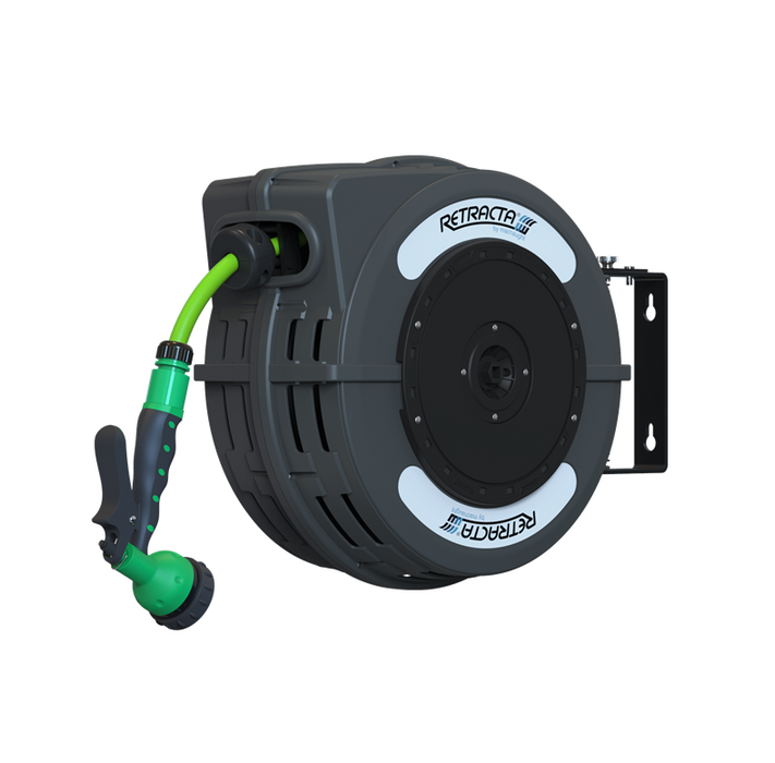 Macnaught Retracta C1 Compact 12mm Garden Auto-Wind Hose Reel with 7-Pattern Trigger Nozzle (12m)
