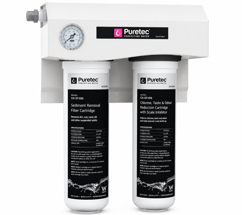 Puretec CO-ST150-K Triple Action 15" Twin Undersink Water Filter System