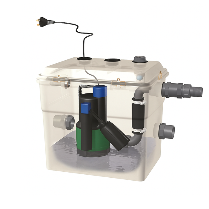 DAB NOVABOX 30L Under Basin Automatic Pumping Station with NOVA300 0.22kW Pump (Max 120LPM/65kPa)