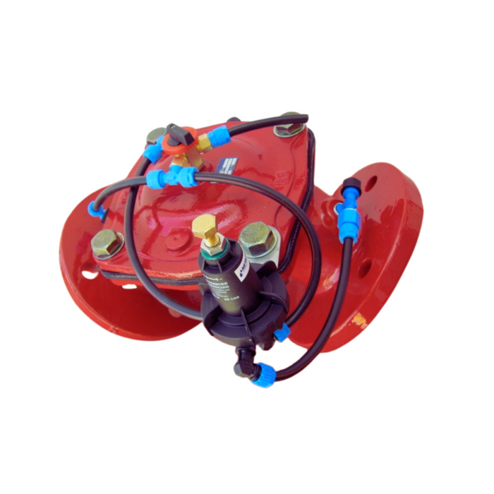 Dorot S100 PR Cast Iron Basic Hydraulic Pressure Reducing Angle Valve with 3-Way Pressure Selector Valve