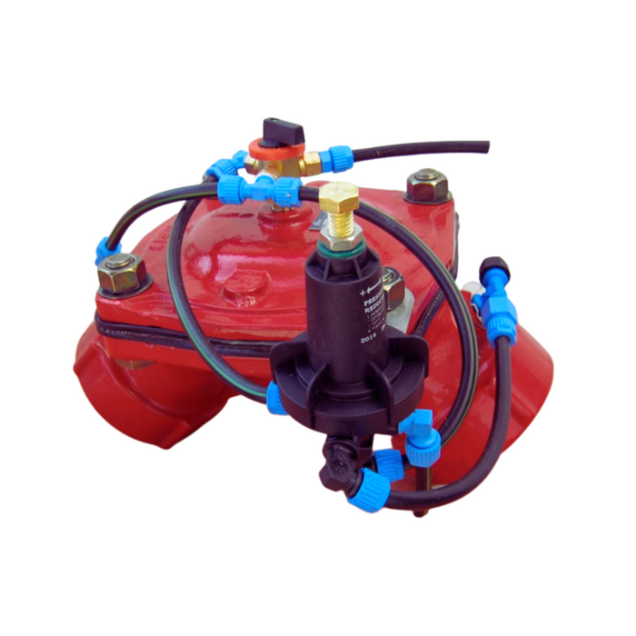 Dorot S100 PR Cast Iron Basic Hydraulic Pressure Reducing Angle Valve with 3-Way Pressure Selector Valve