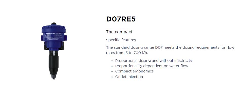 Dosatron D07RE5 0.15%-1.25% Compact Chemical Dosing Pump (0.08-12LPM)